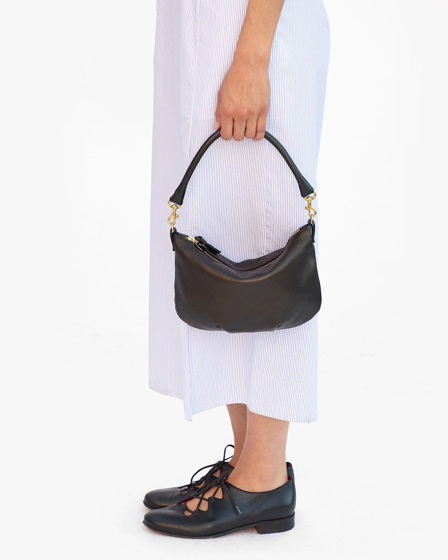 Clare V. Petit Moyen Messenger Italian Nappa Black HB-SH-MB-100006