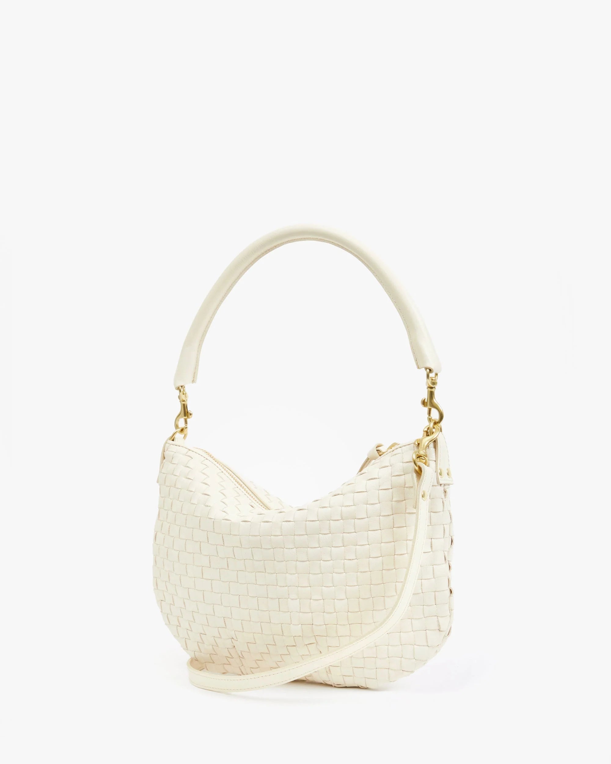 Clare V. Petit Moyen Messenger Woven Checker Cream HB-SH-MB-100033