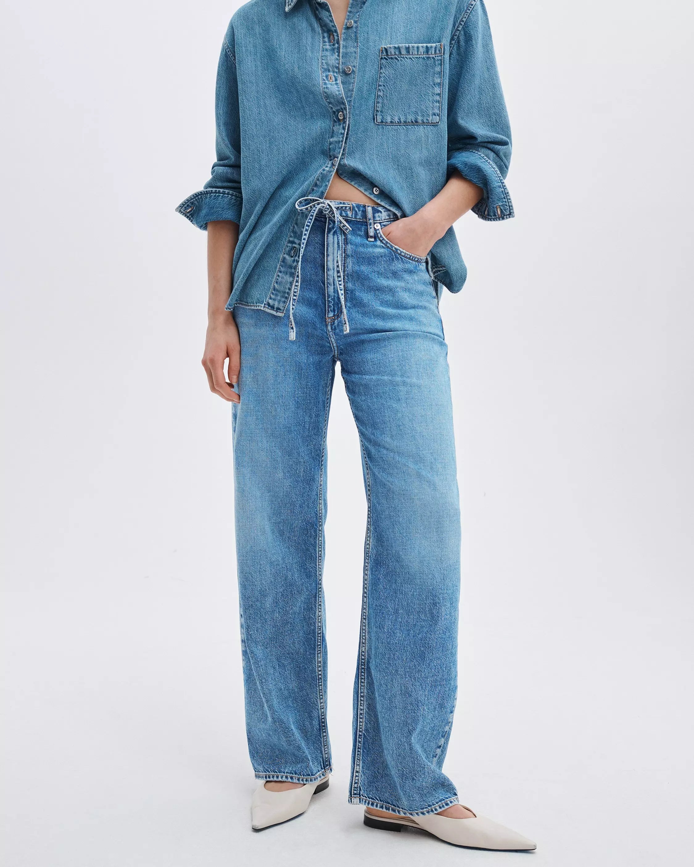 Rag & Bone Phoebe Drawstring Wide Leg Jeans