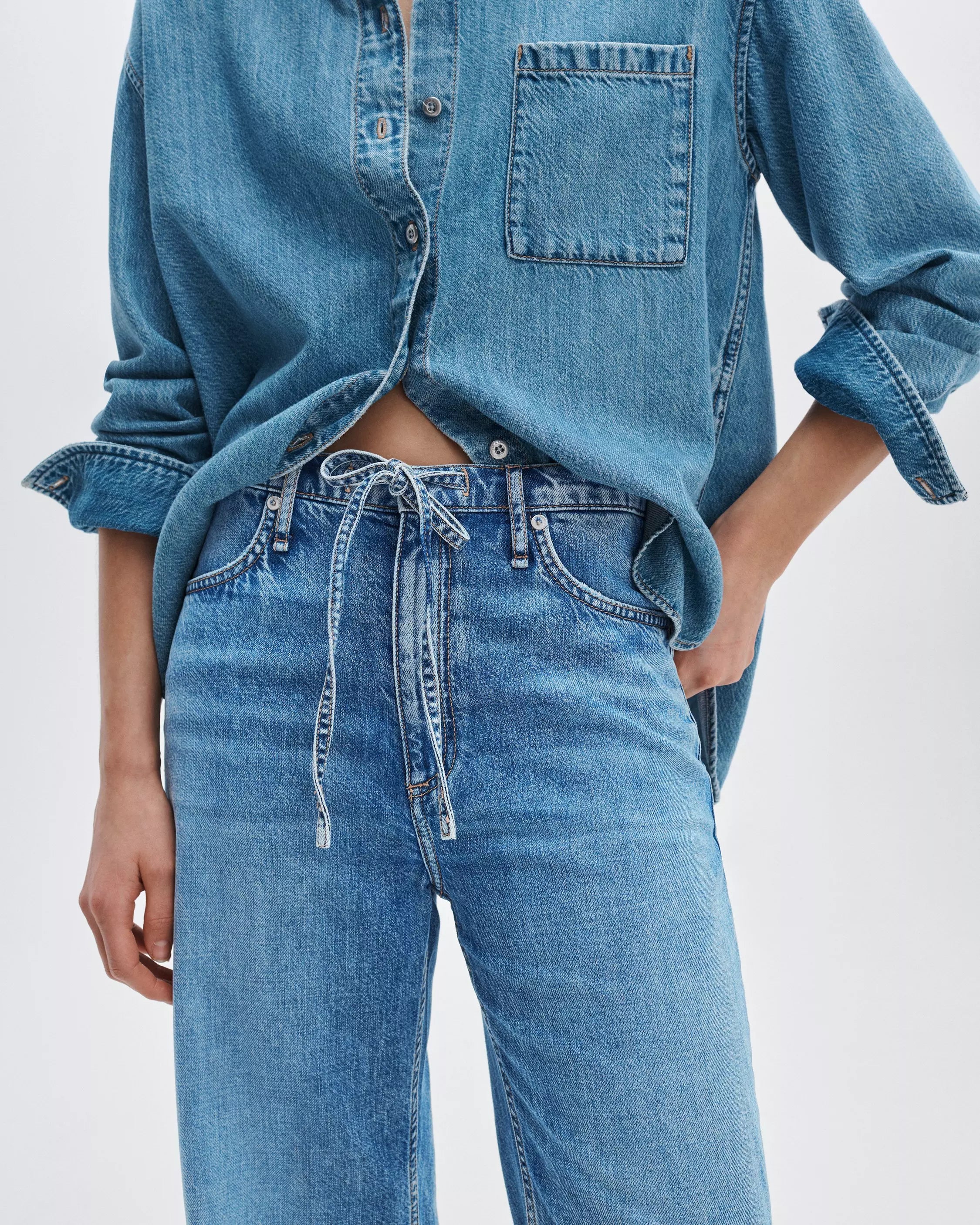 Rag & Bone Phoebe Drawstring Wide Leg Jeans