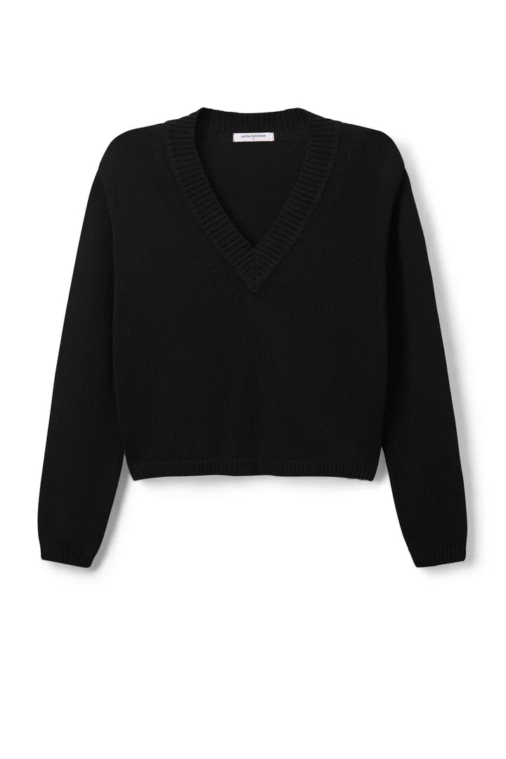 Perfect White Tee Addie Cotton Oversized V-Neck Sweater