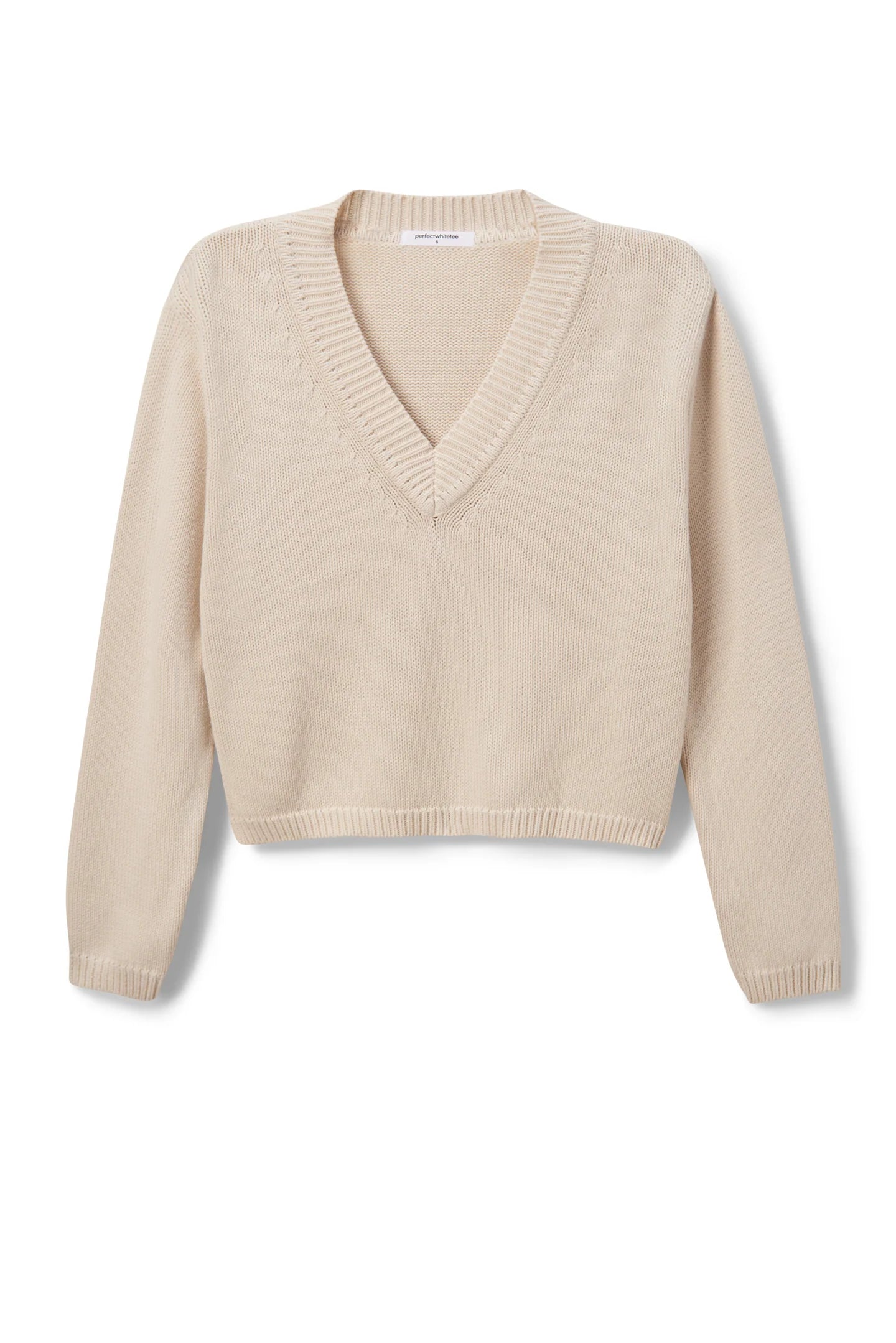 Perfect White Tee Addie Cotton Oversized V-Neck Sweater