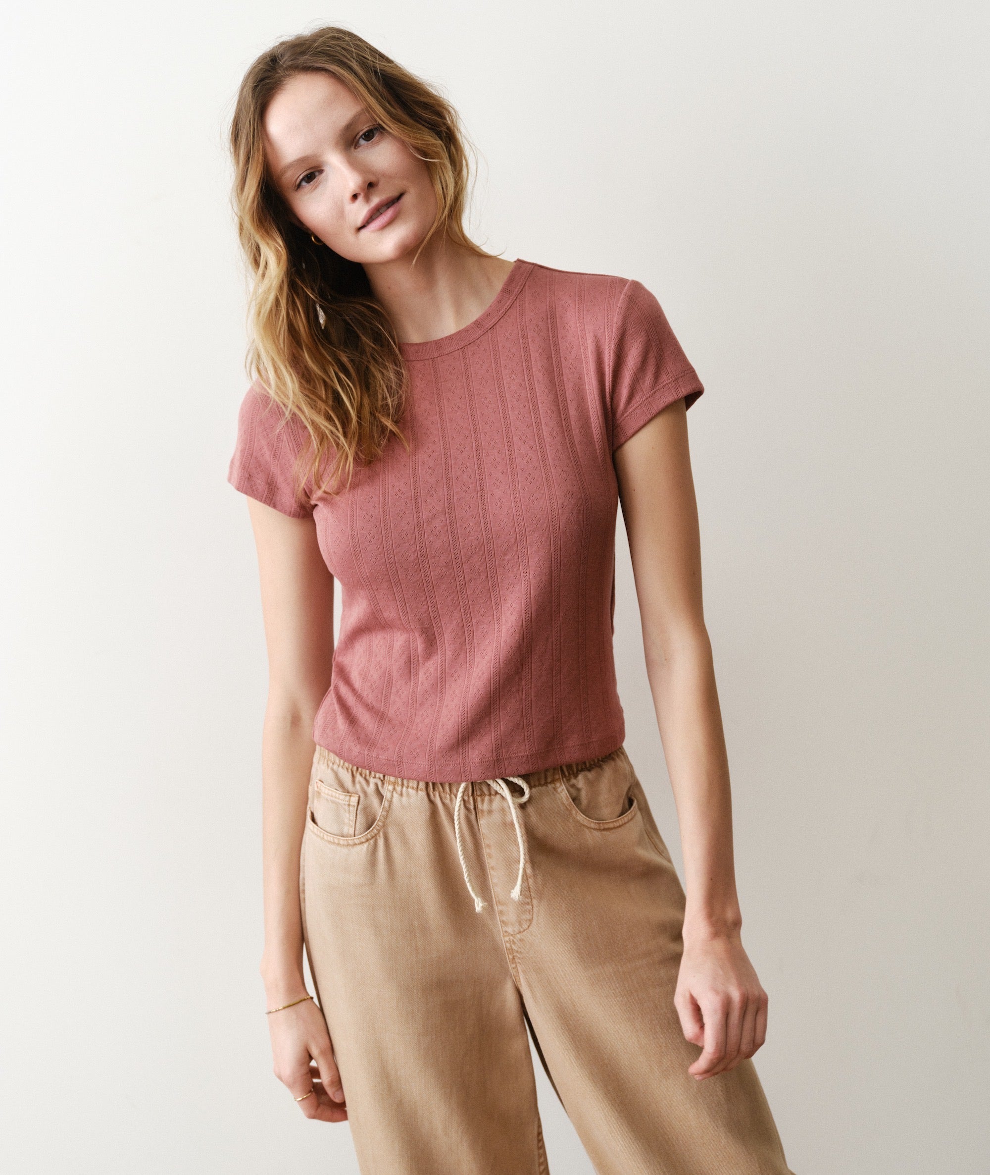 Marine Layer Lexi Pointelle Crew Tee