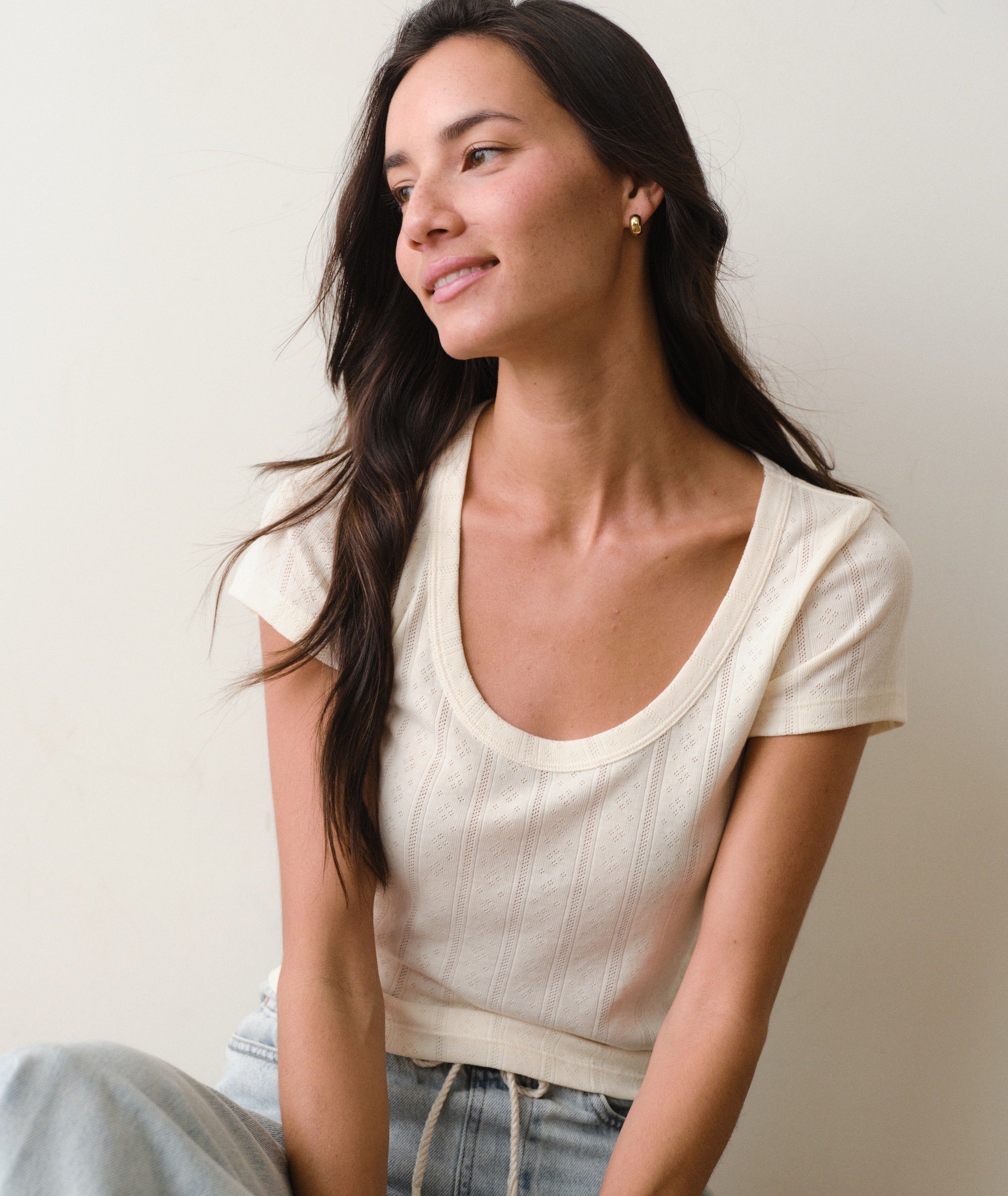 Marine Layer Lexi Pointelle Scoop Tee