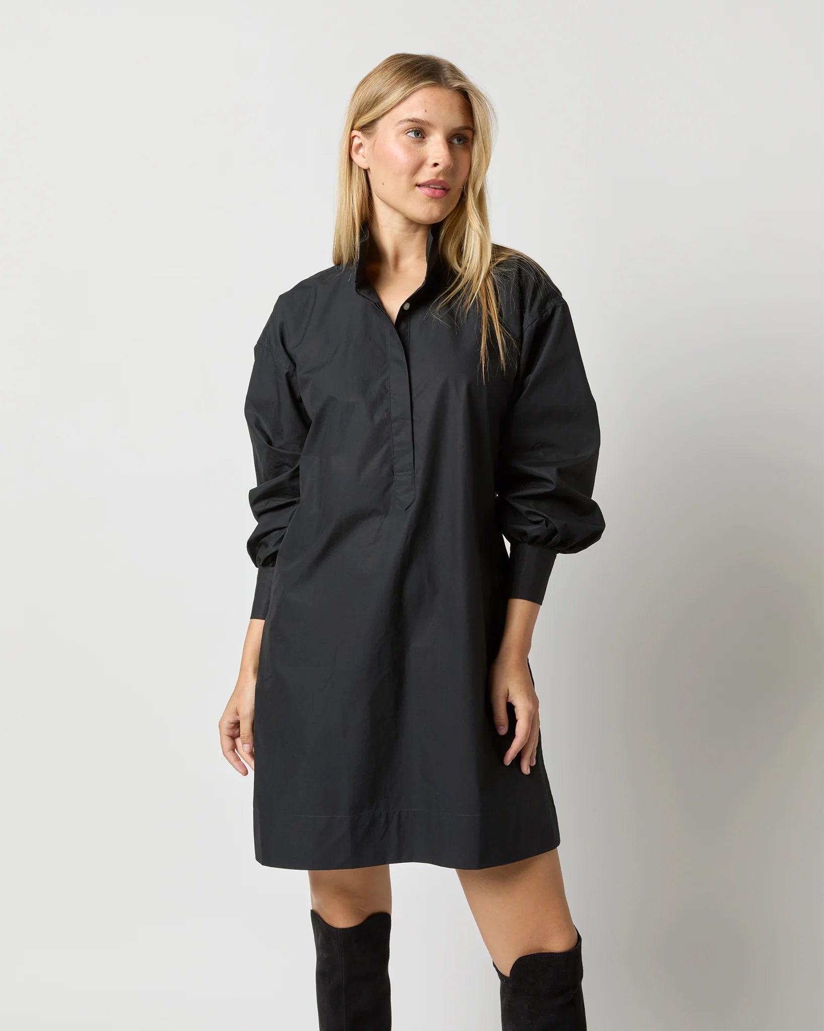 ann mashburn shirt dress Mandarin Talitha Shirtdress in Navy/White Mixed Stripe Poplin
