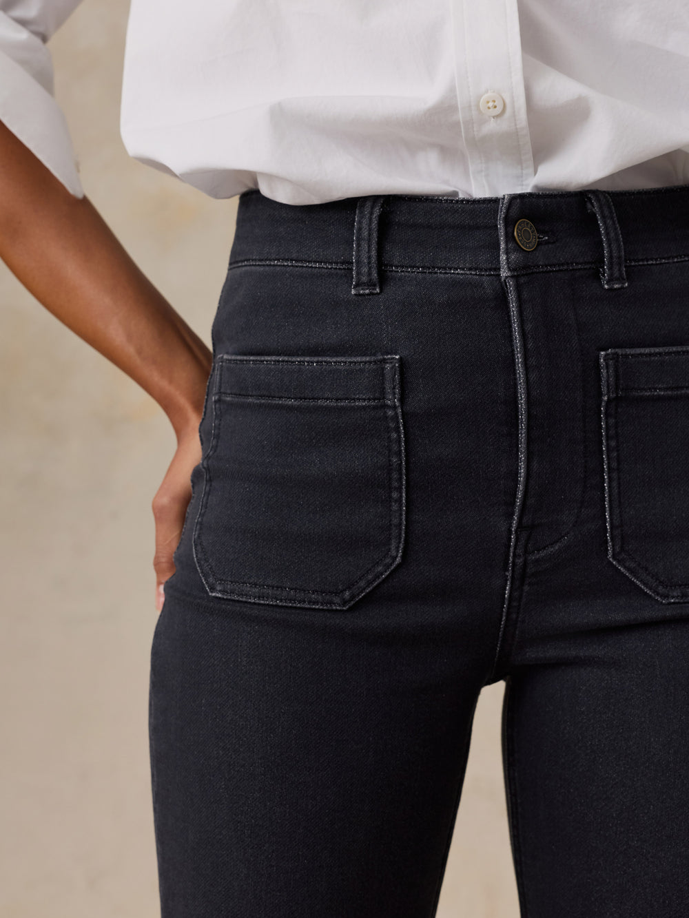Faherty Stretch Terry Patch Pocket Ankle Pant - Onyx Black