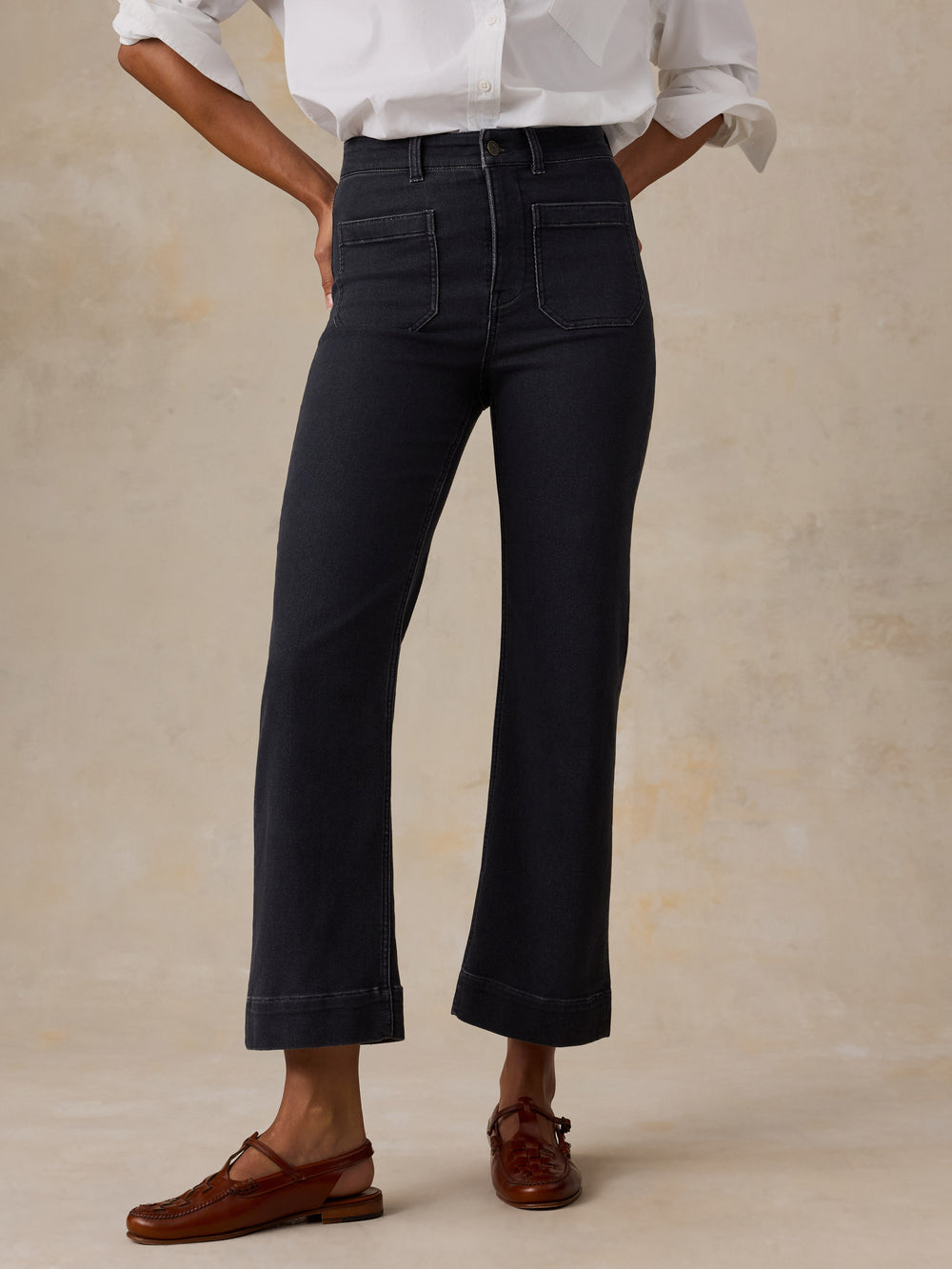 Faherty Stretch Terry Patch Pocket Ankle Pant - Onyx Black
