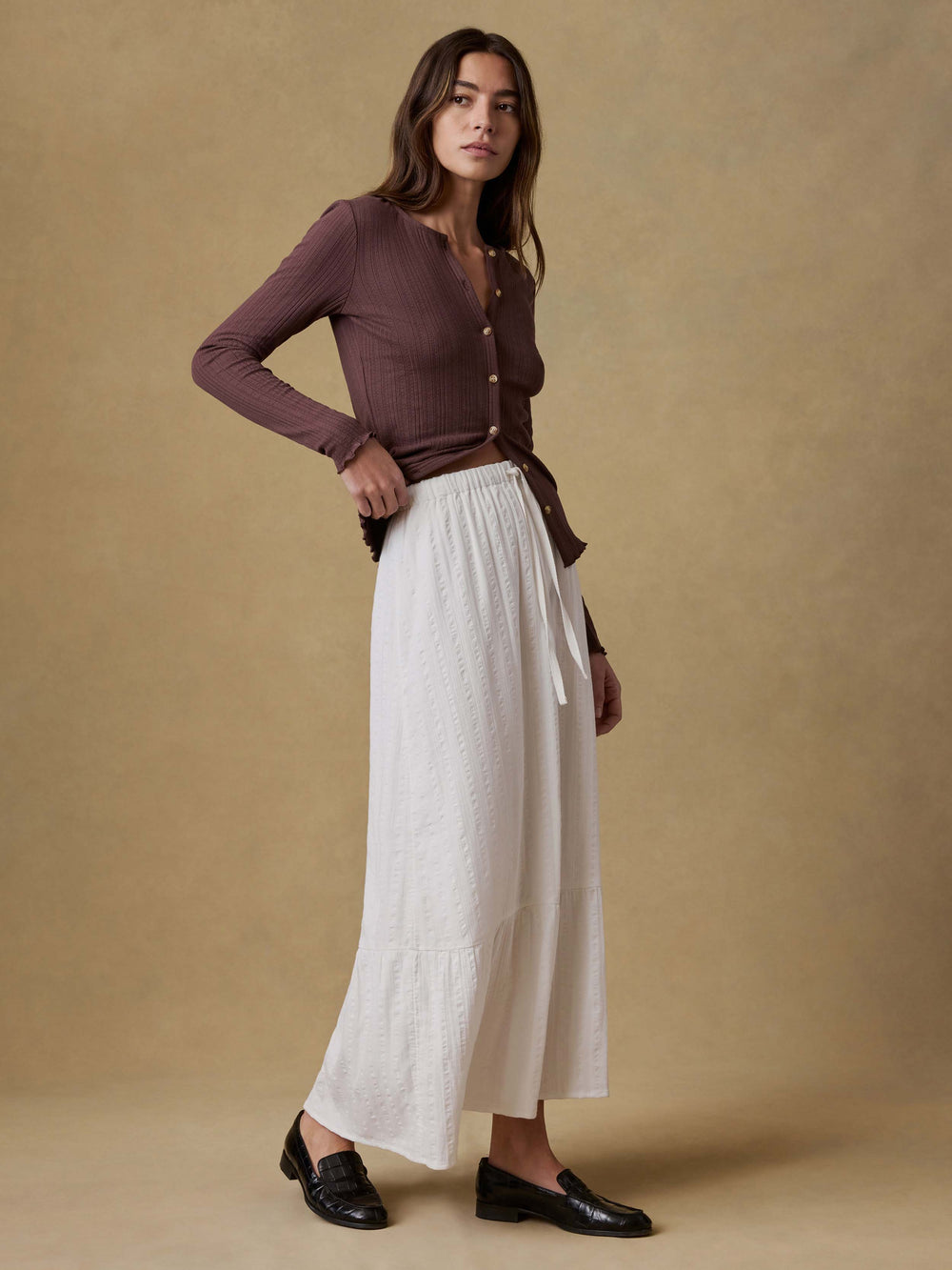 Faherty Dune Cotton Gauze Rees Skirt - White