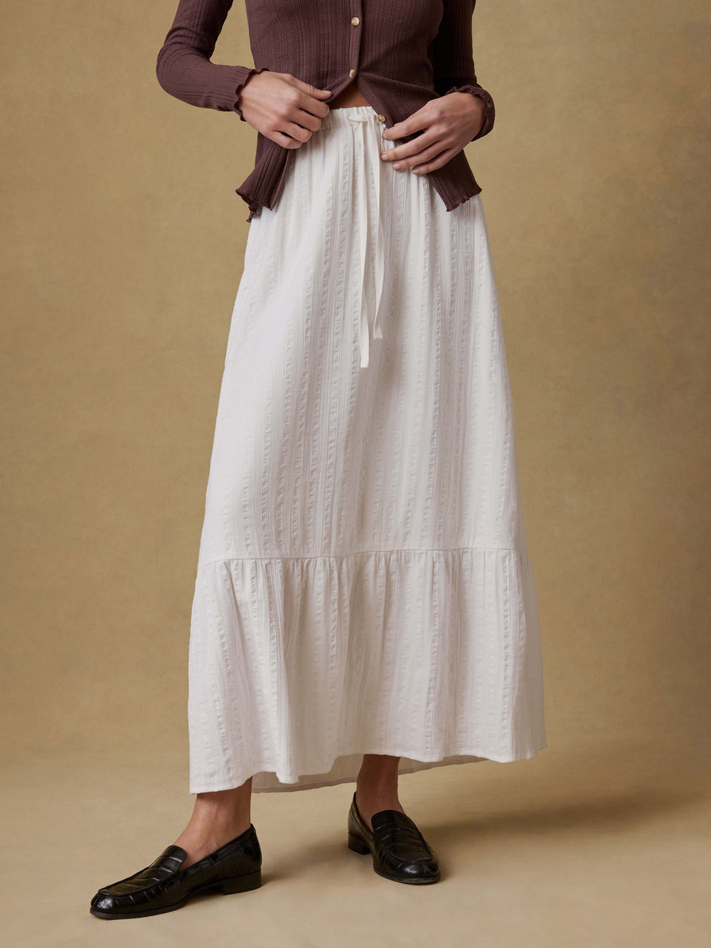 Faherty Dune Cotton Gauze Rees Skirt - White