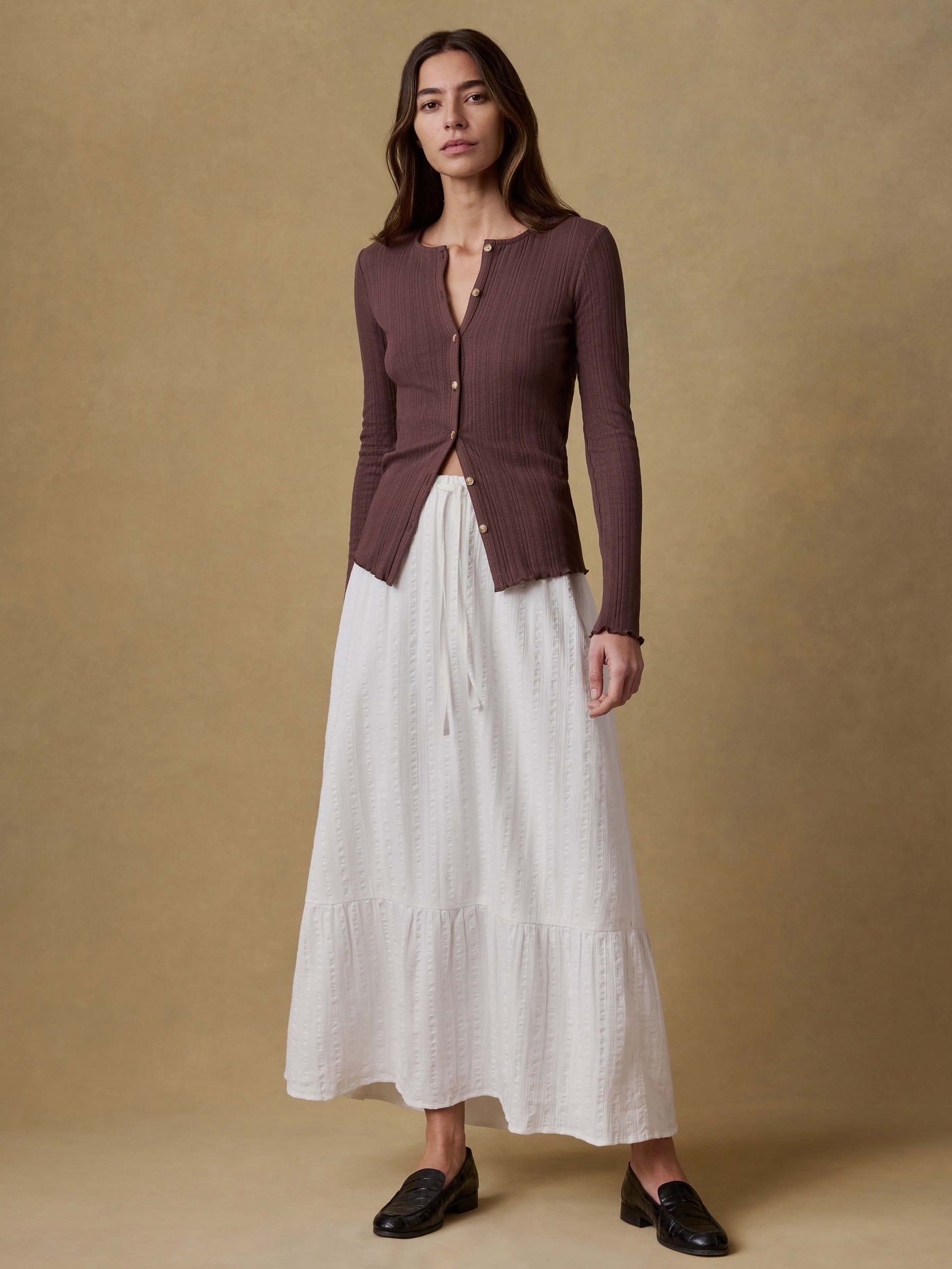 Faherty Dune Cotton Gauze Rees Skirt - White