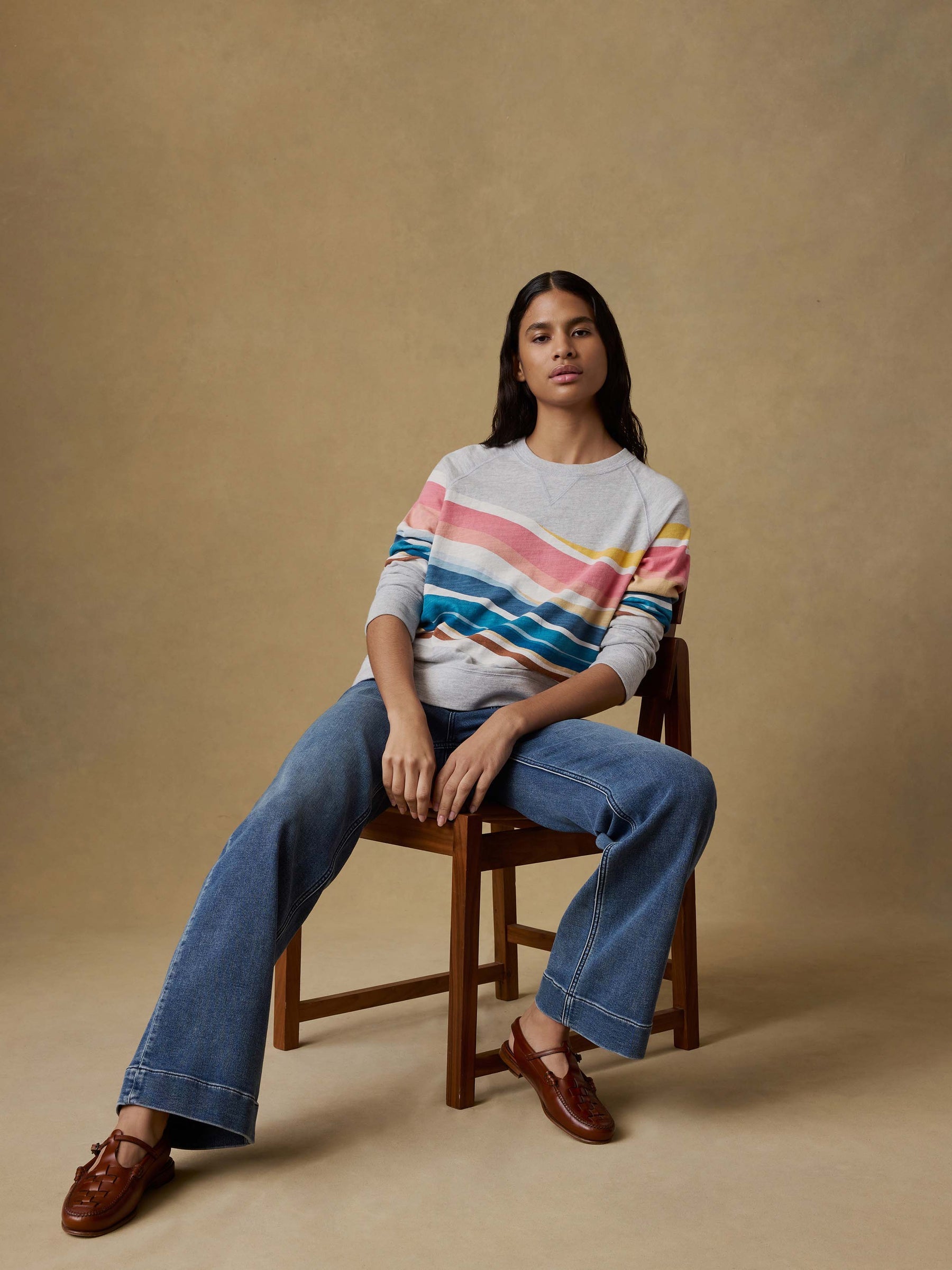 Faherty Sunwashed Organic Crewneck - Soleil Waves