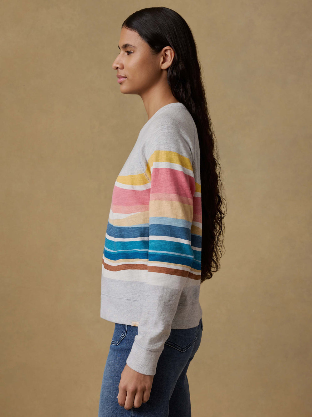 Faherty Sunwashed Organic Crewneck - Soleil Waves
