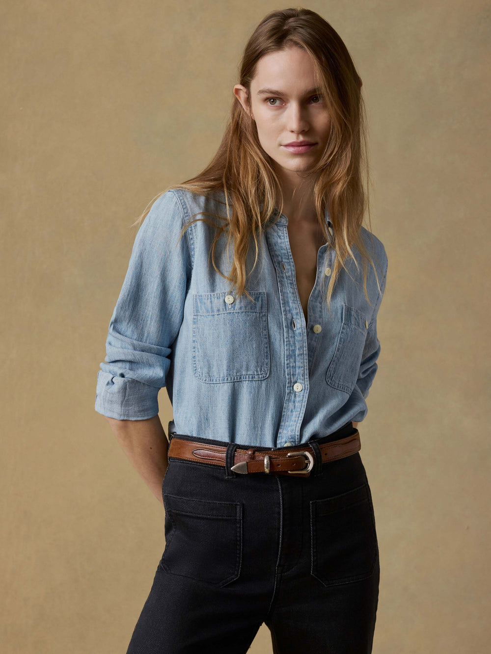 Faherty Tried & True Chambray Classic Shirt - Mid Wash