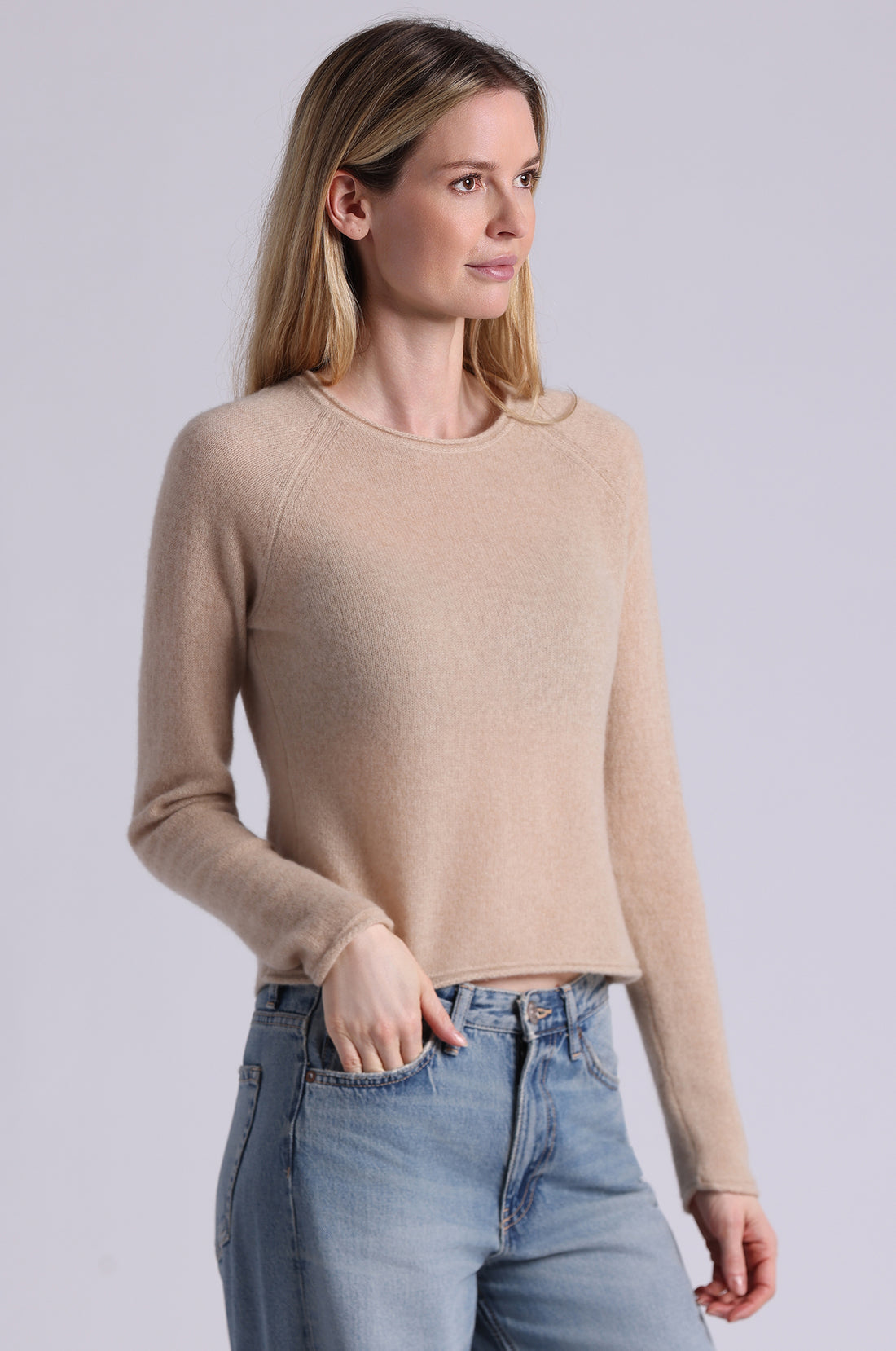 Minnie Rose Sheer Luxury Cashmere Raglan Crew 9705