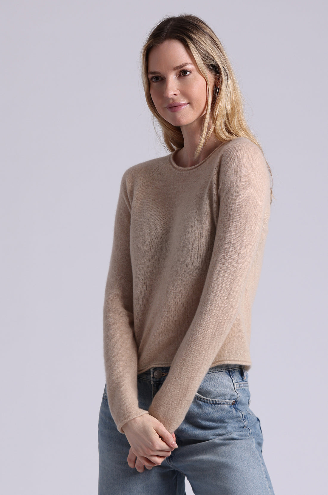 Minnie Rose Sheer Luxury Cashmere Raglan Crew 9705