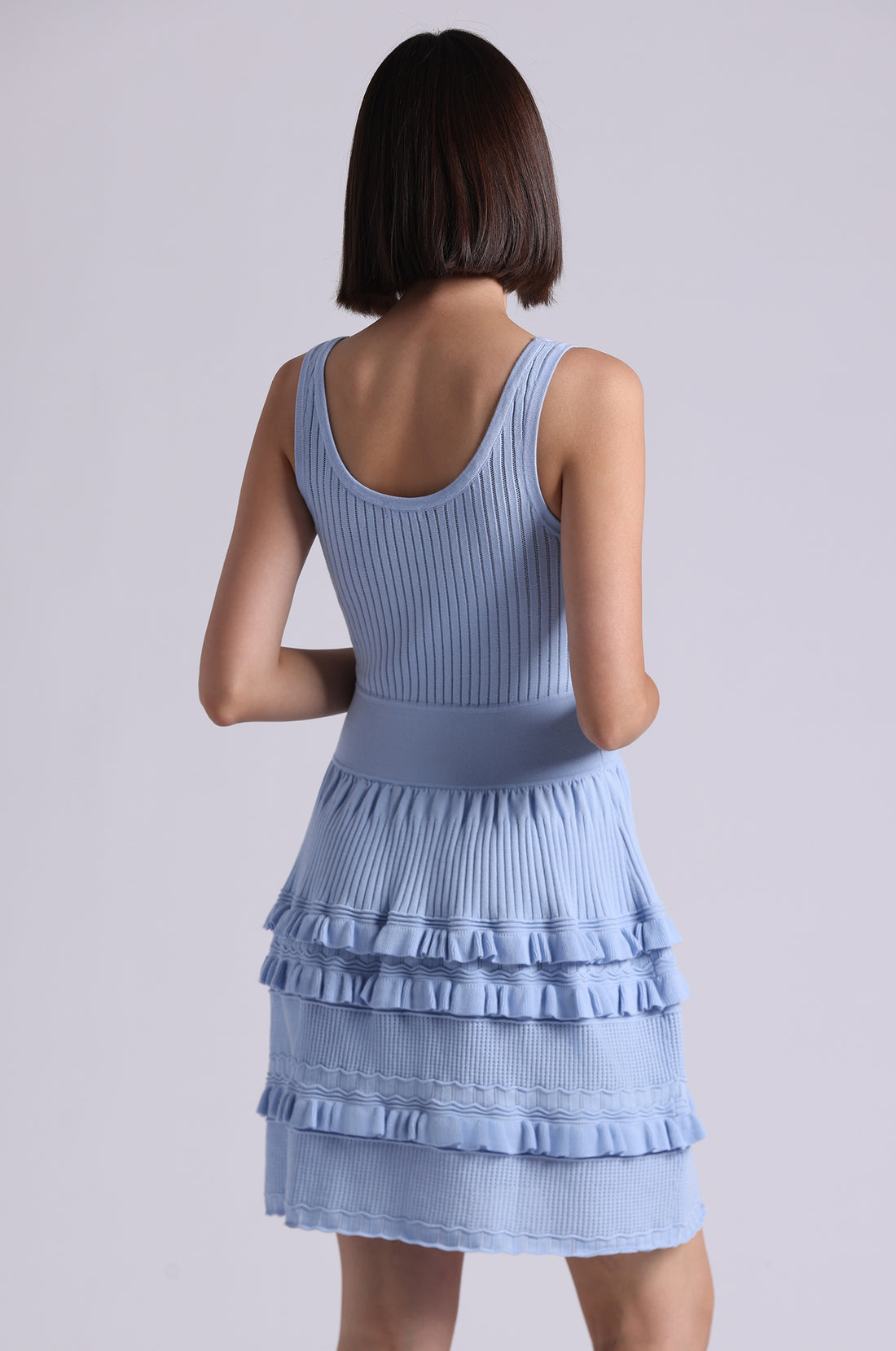 Minnie Rose Viscose Pointelle Ruffle Sleeveless Dress