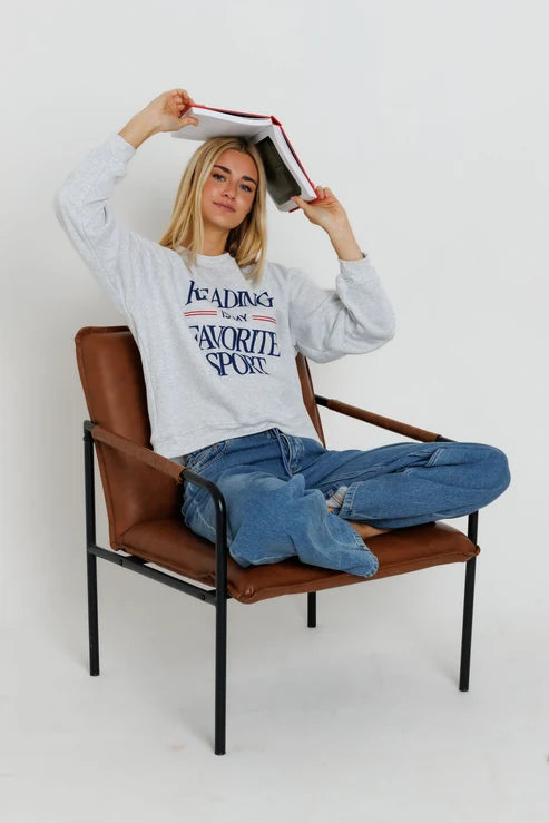 Sunny Somewhere Reading Is My Favorite Raglan Crew Sweatshirt