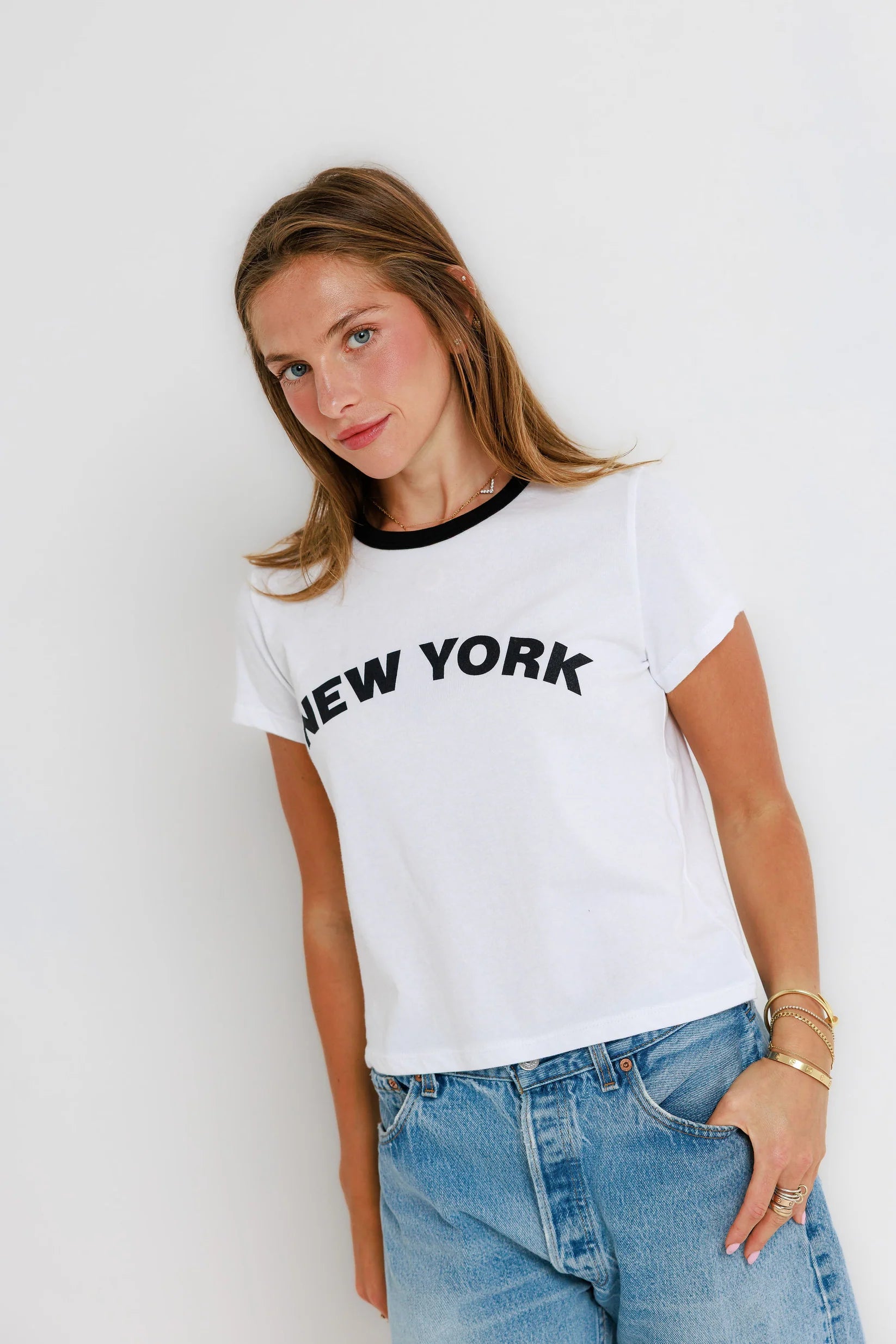 Sunny Somewhere New York Ringer Tee