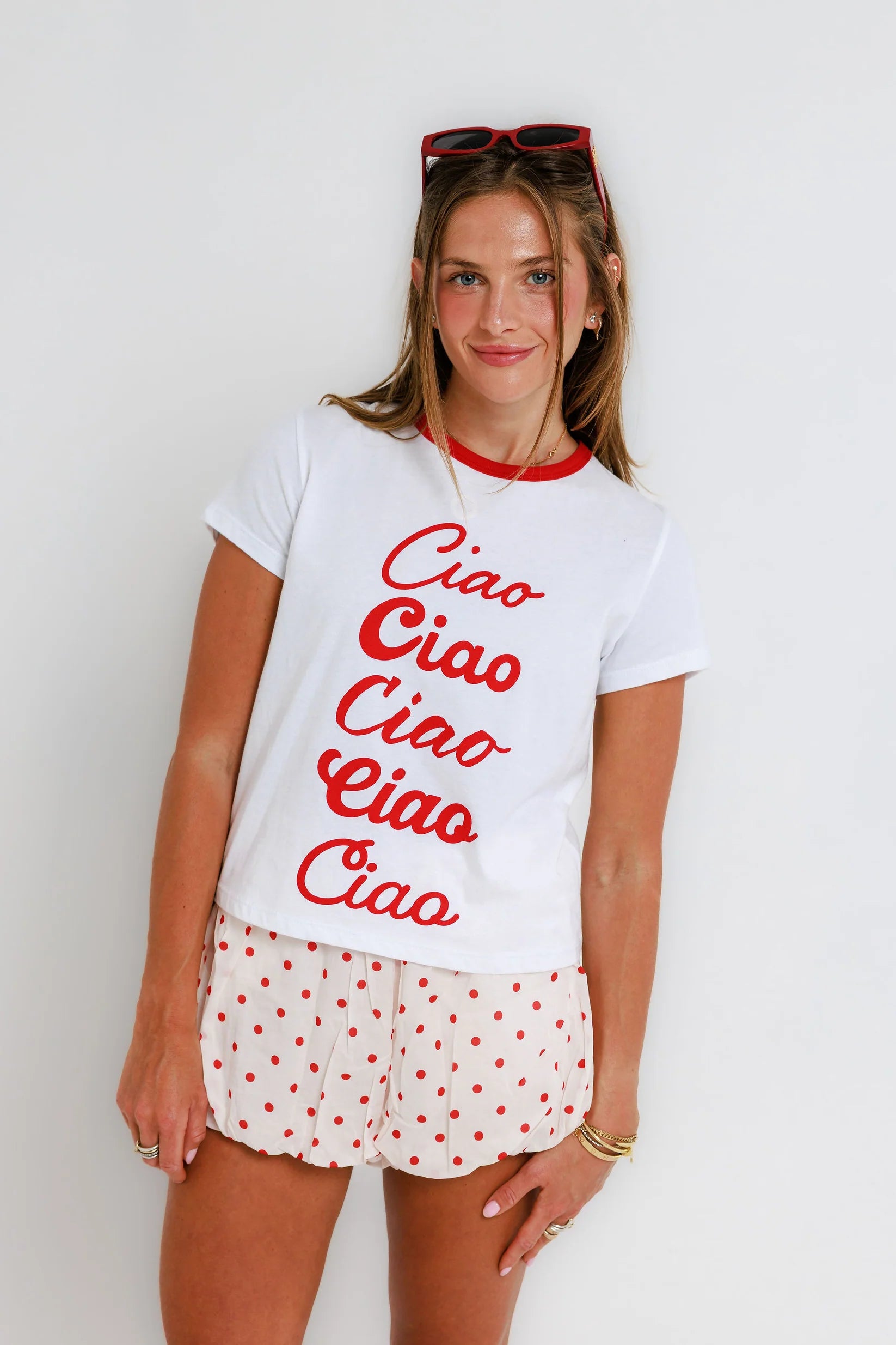 Sunny Somewhere Ciao Ciao Ringer Tee