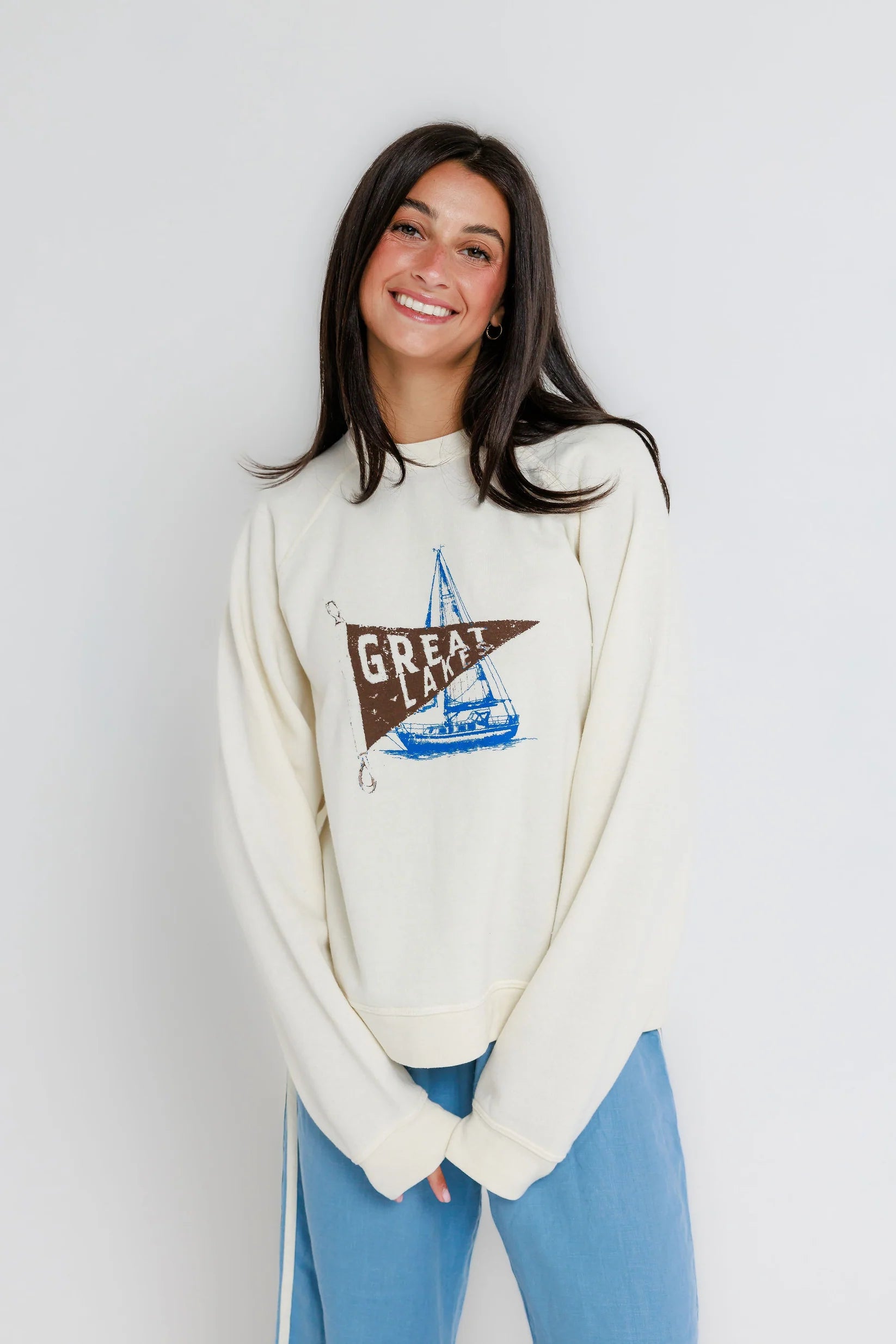 Sunny Somewhere Great Lakes Raglan Crew