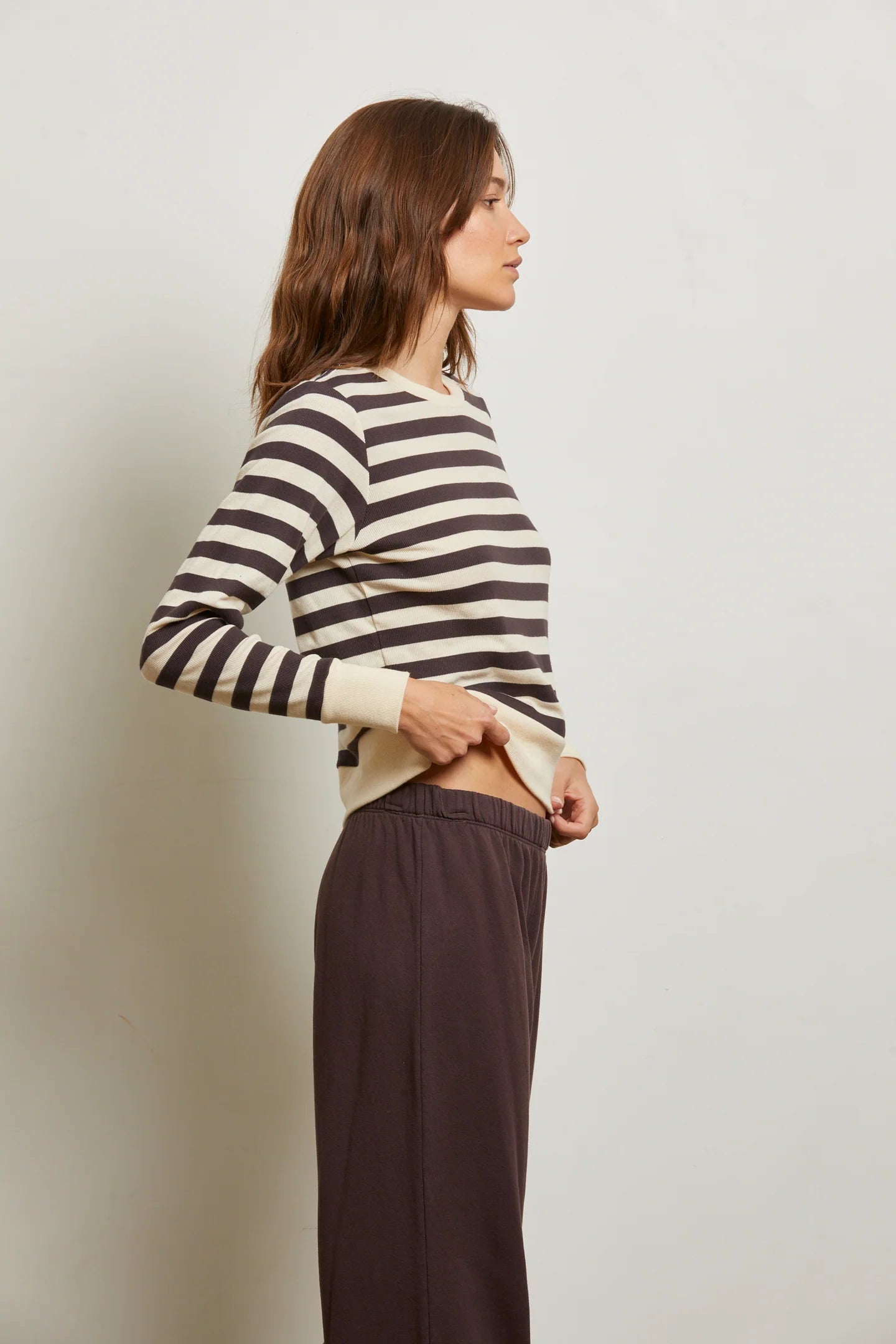 Perfect White Tee Stef Stripe Luxe Rib Pullover Sweatshirt