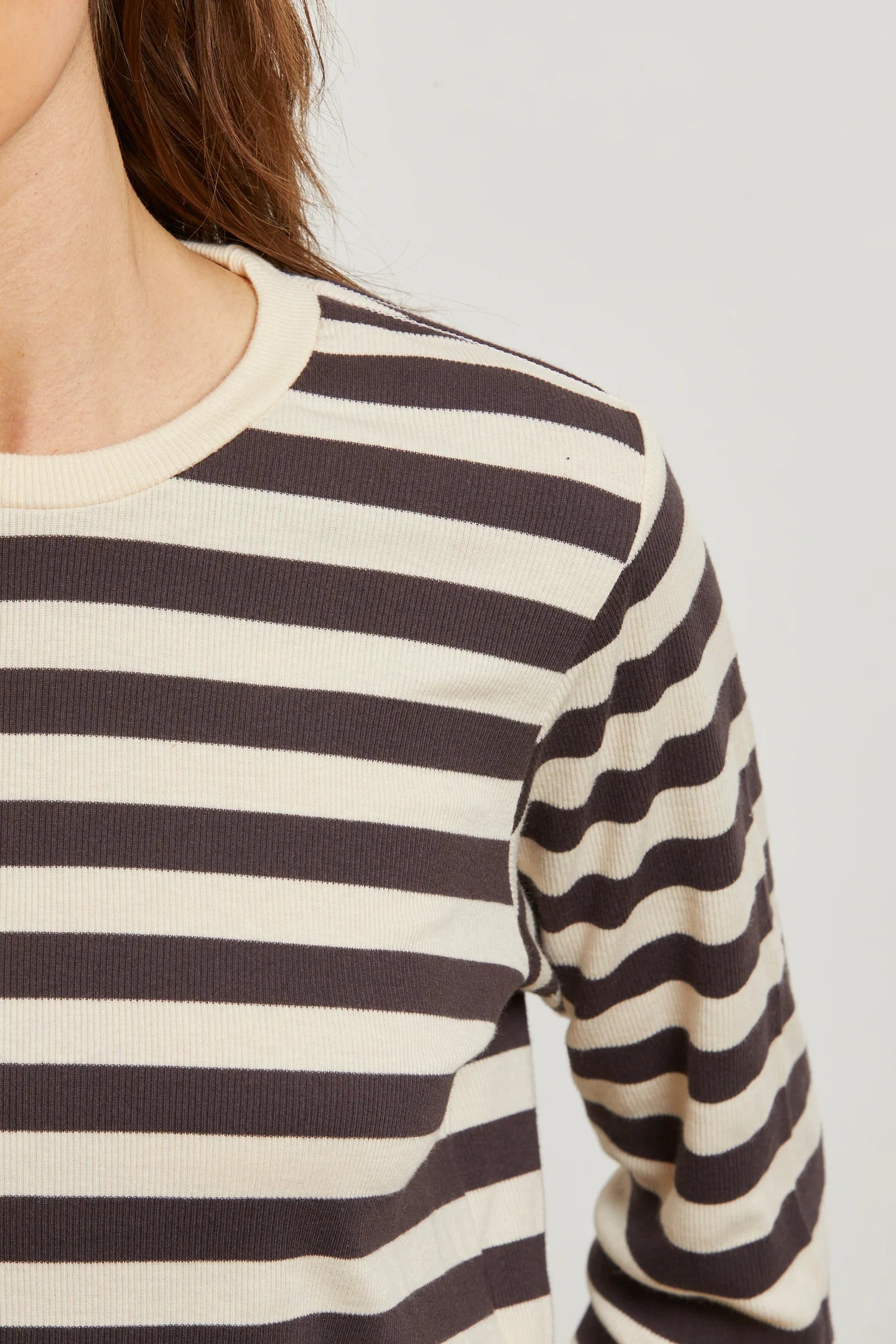 Perfect White Tee Stef Stripe Luxe Rib Pullover Sweatshirt