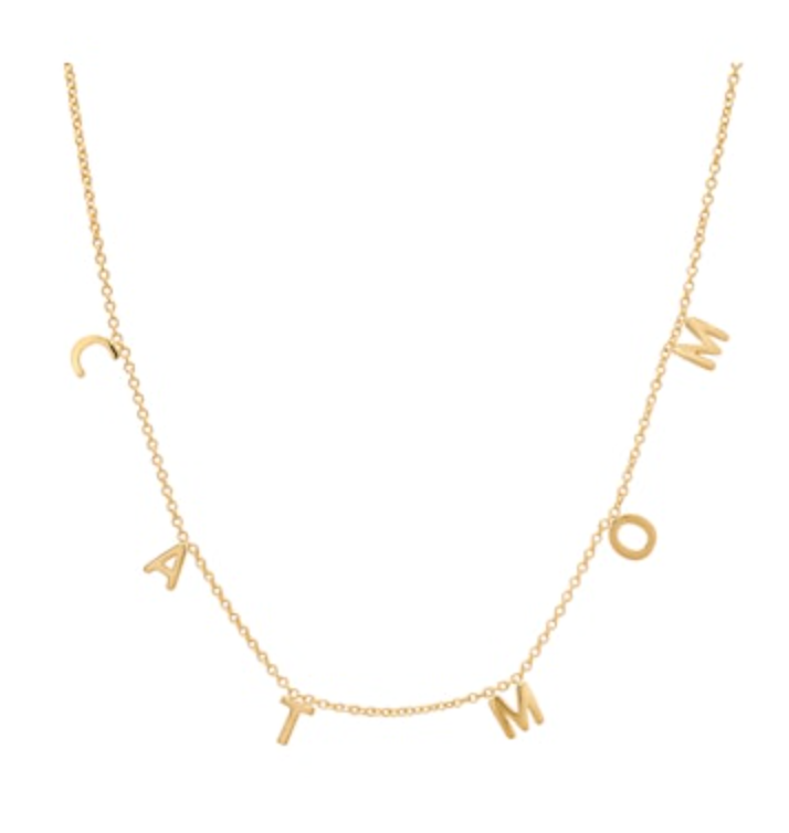 TAI Simple Gold Cat "MOM" Necklace TN107