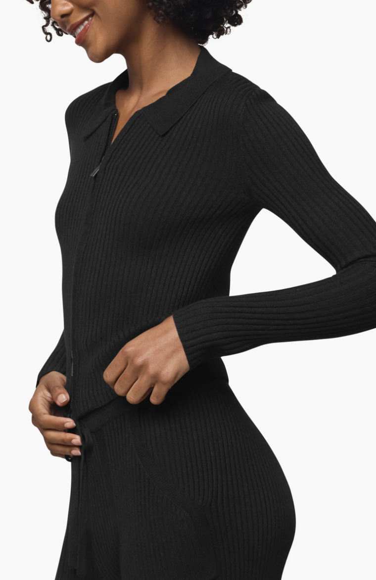 Splendid Georgie Two Zip Sweater in Black RF5S620