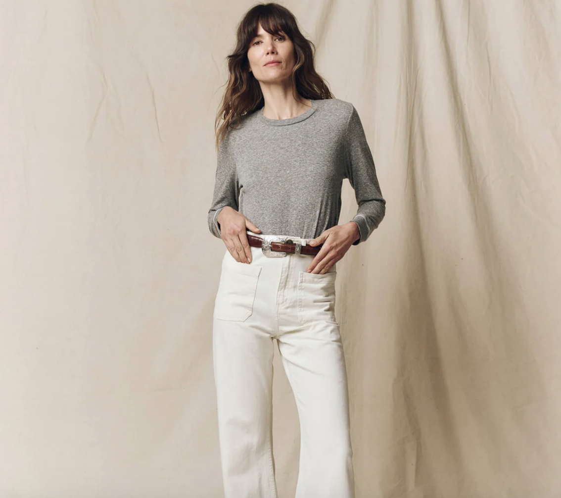 The Great The Long Sleeve Slim Tee Heather Grey