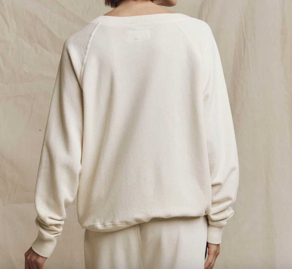 The Great The V-Neck Sweatshirt Washed White