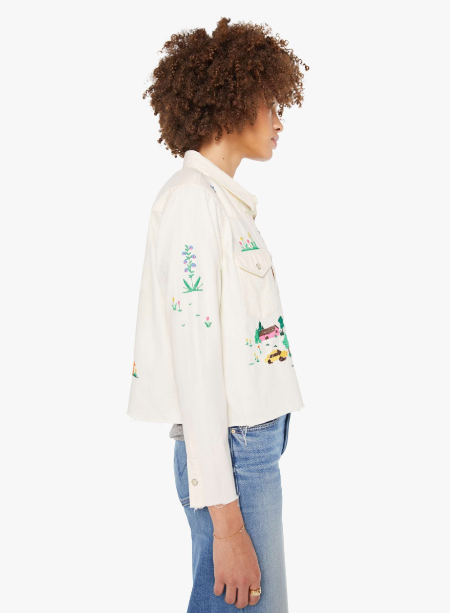 Mother Denim The Super Exs Crop Fray Denim Burron-Up 2335-1494-FDU