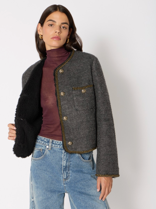 Berenice Melrosechain Short Faux Fur-Lined Coat
