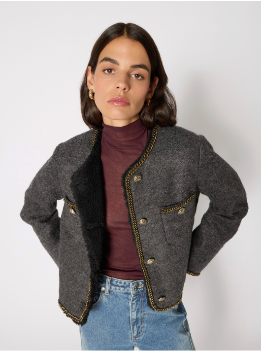 Berenice Melrosechain Short Faux Fur-Lined Coat