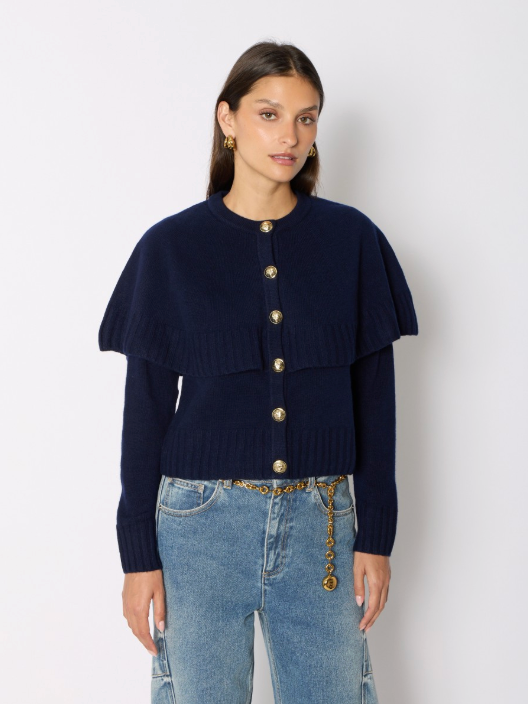 Berenice Millicent Navy Cardigan with Sailor Collar