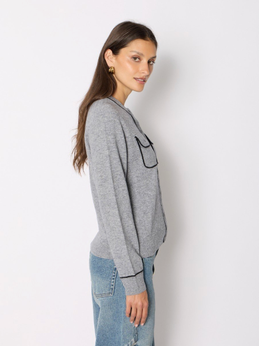 Berenice Margaret Cardigan with Pockets and Contrasting Details