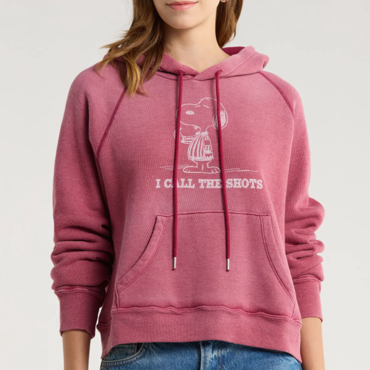 RE/DONE Thermal Lined Raglan Snoopy Hoodie