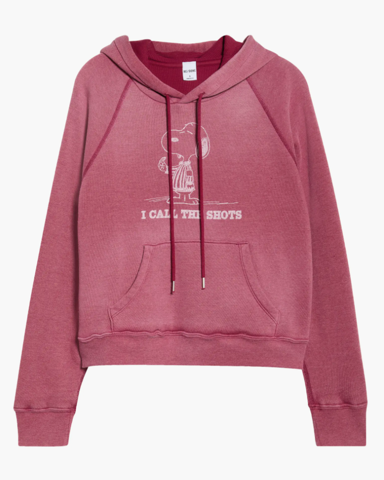 RE/DONE Thermal Lined Raglan Snoopy Hoodie