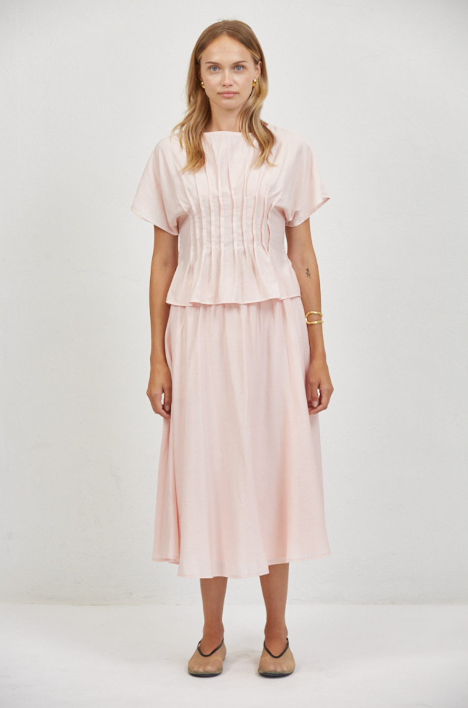 a.ren aurelia pleated top PW2022T2