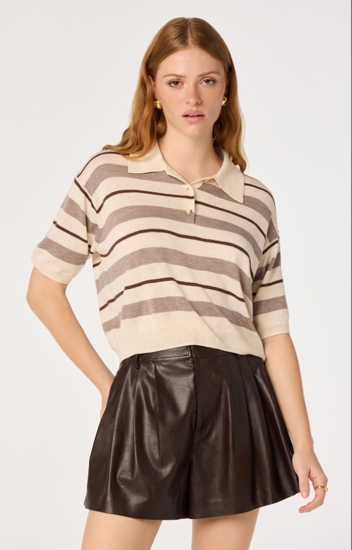 ASTR Scottie Striped Knit Polo Sweater