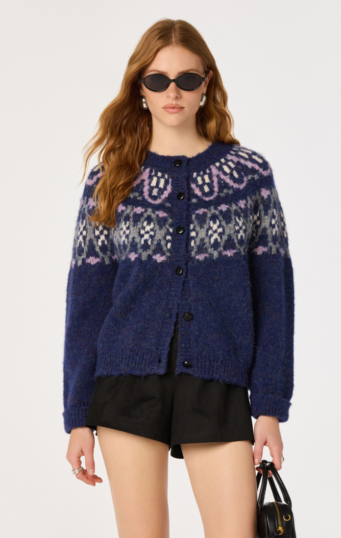 ASTR Irene Fair Isle Oversized Cardigan