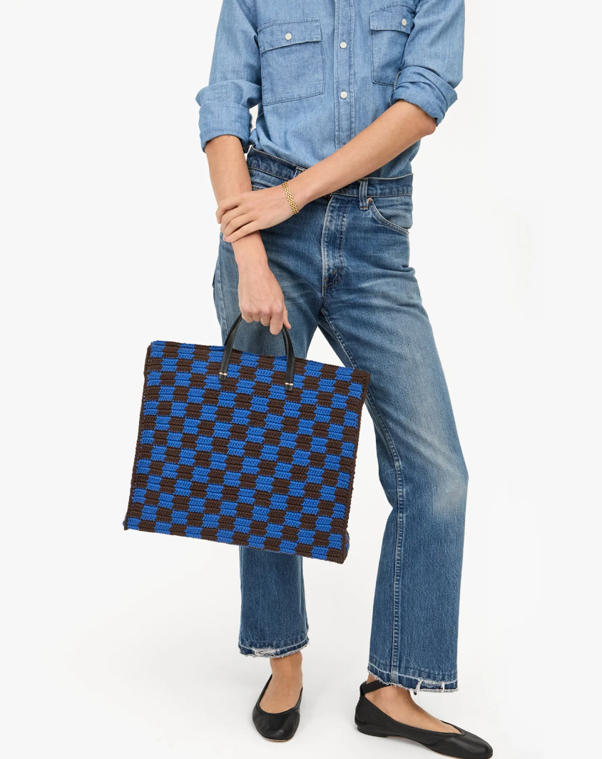 Clare V. Summer Simole Tote Crochet Checker HB-TT-SL-100017