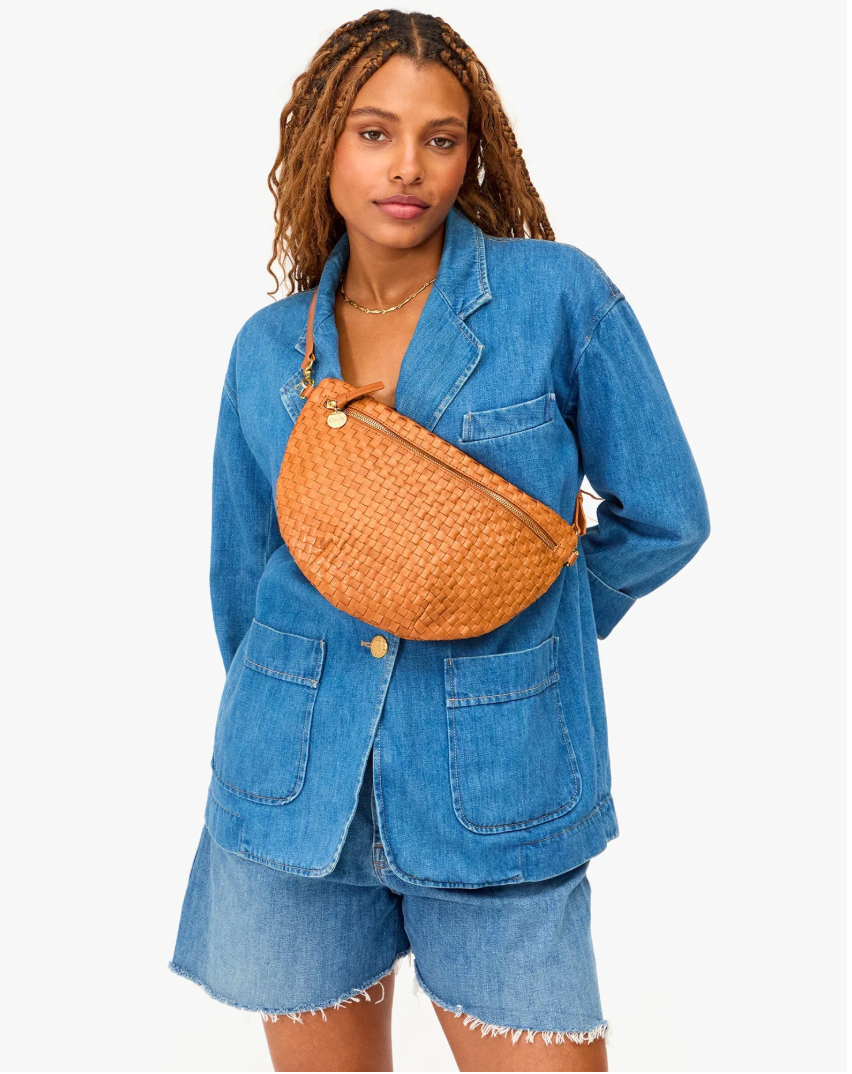 Clare V. Grande Fanny Woven Checker HB-FP-GF-100116