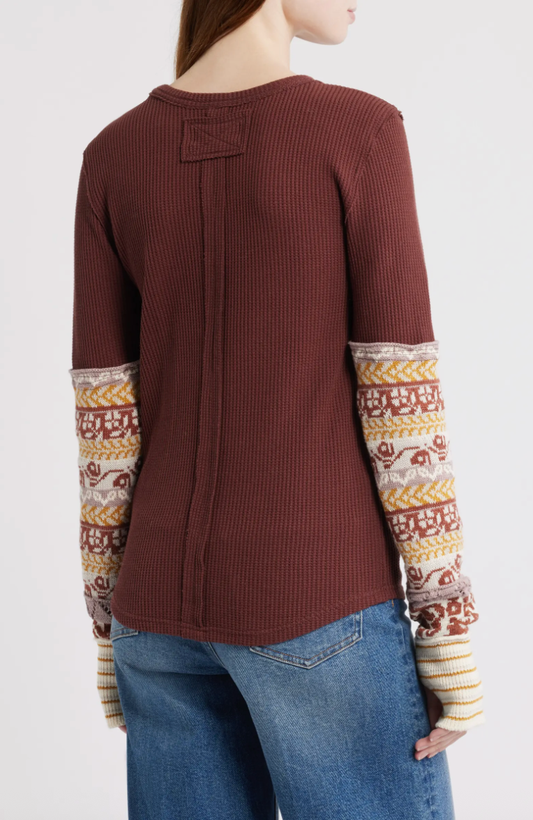 Free People All in Cuff Top in Cocoa