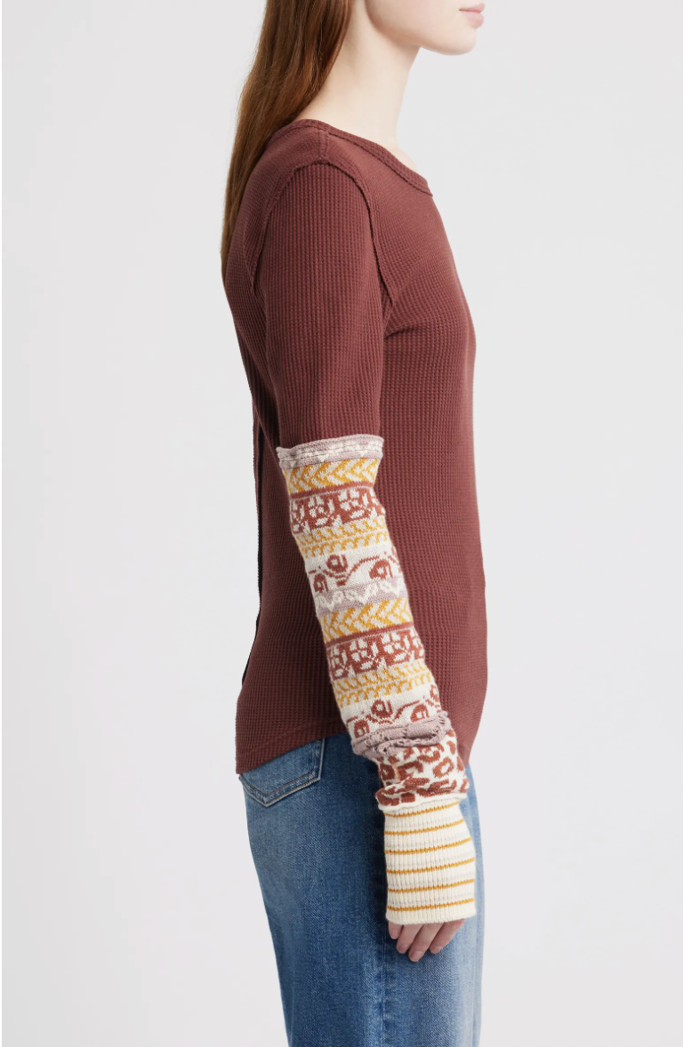 Free People All in Cuff Top in Cocoa