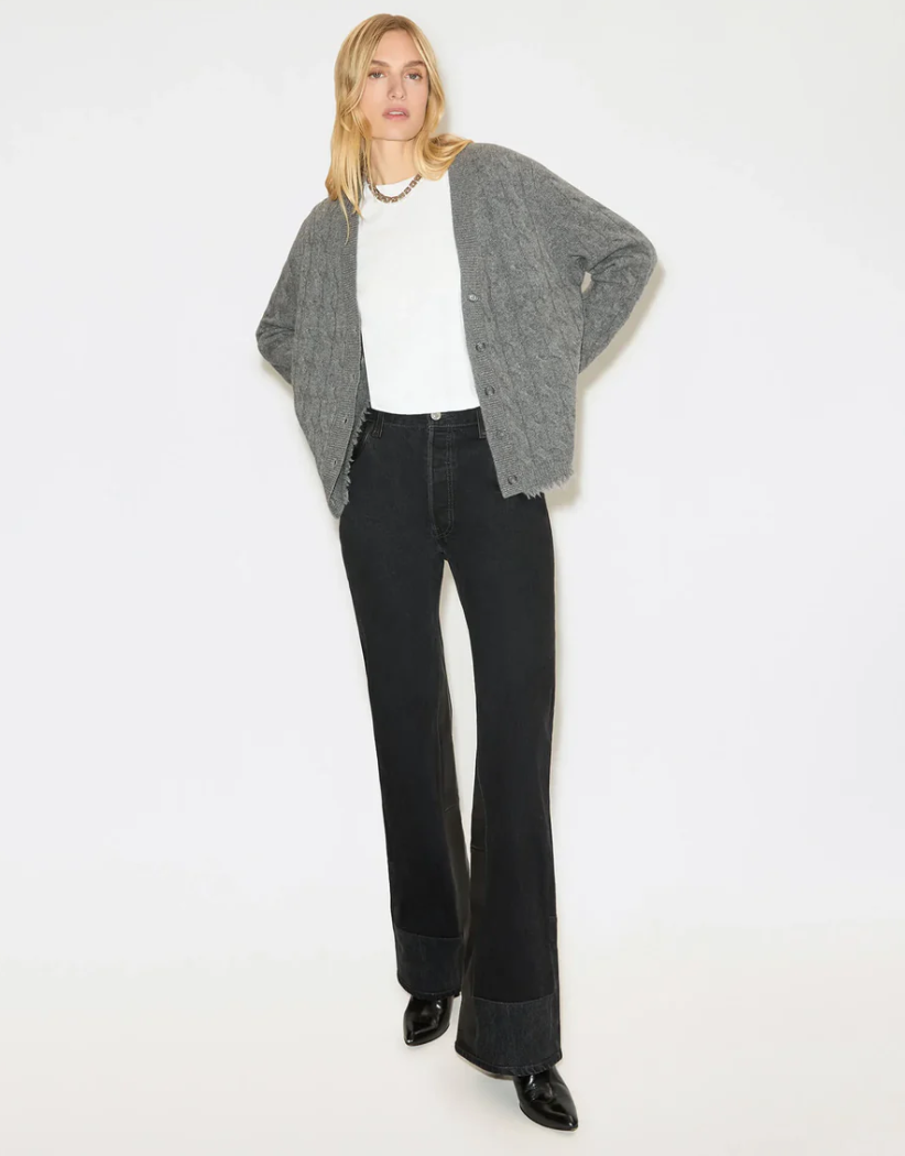 RE/DONE Cable V Neck Cardigan 697-10WCABCAR