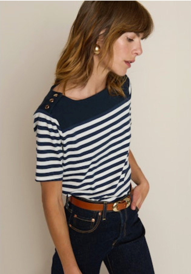 Nation Johnnie Tee in Seascape Stripe