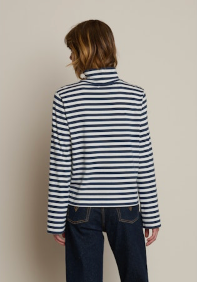 Nation Neo Mock Neck T-Shirt in Seascape Stripe