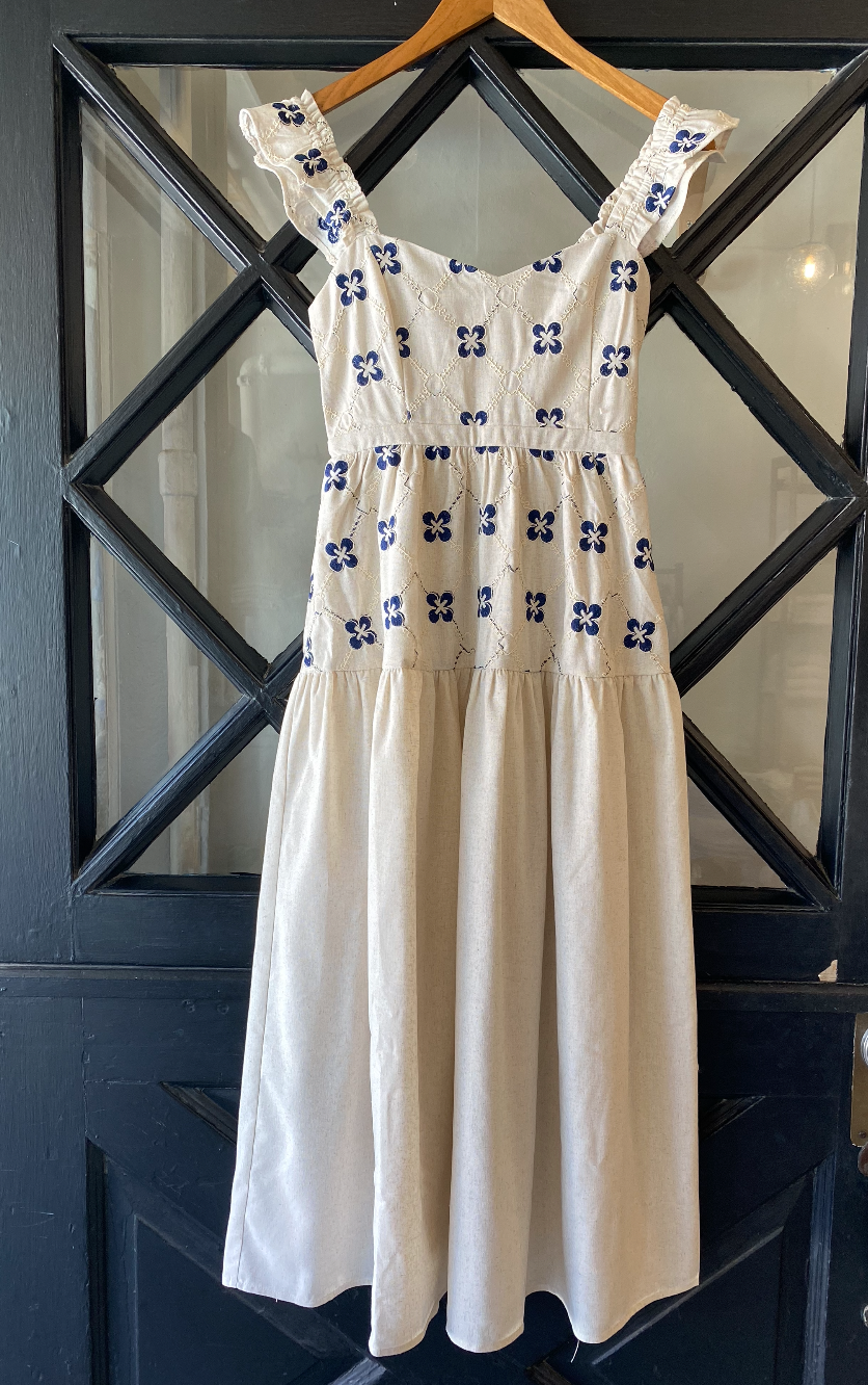 Moon River Strap Ruffle Sleeve Midi Dress MR9647