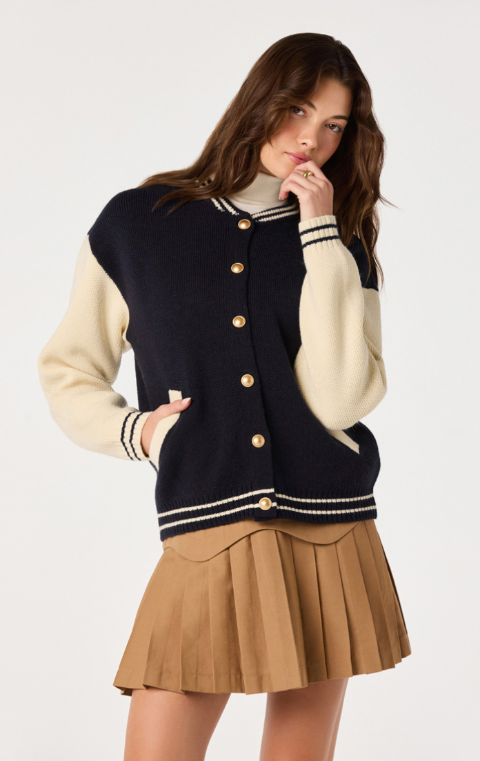 ASTR Grayson Colorblock Varsity Jacket