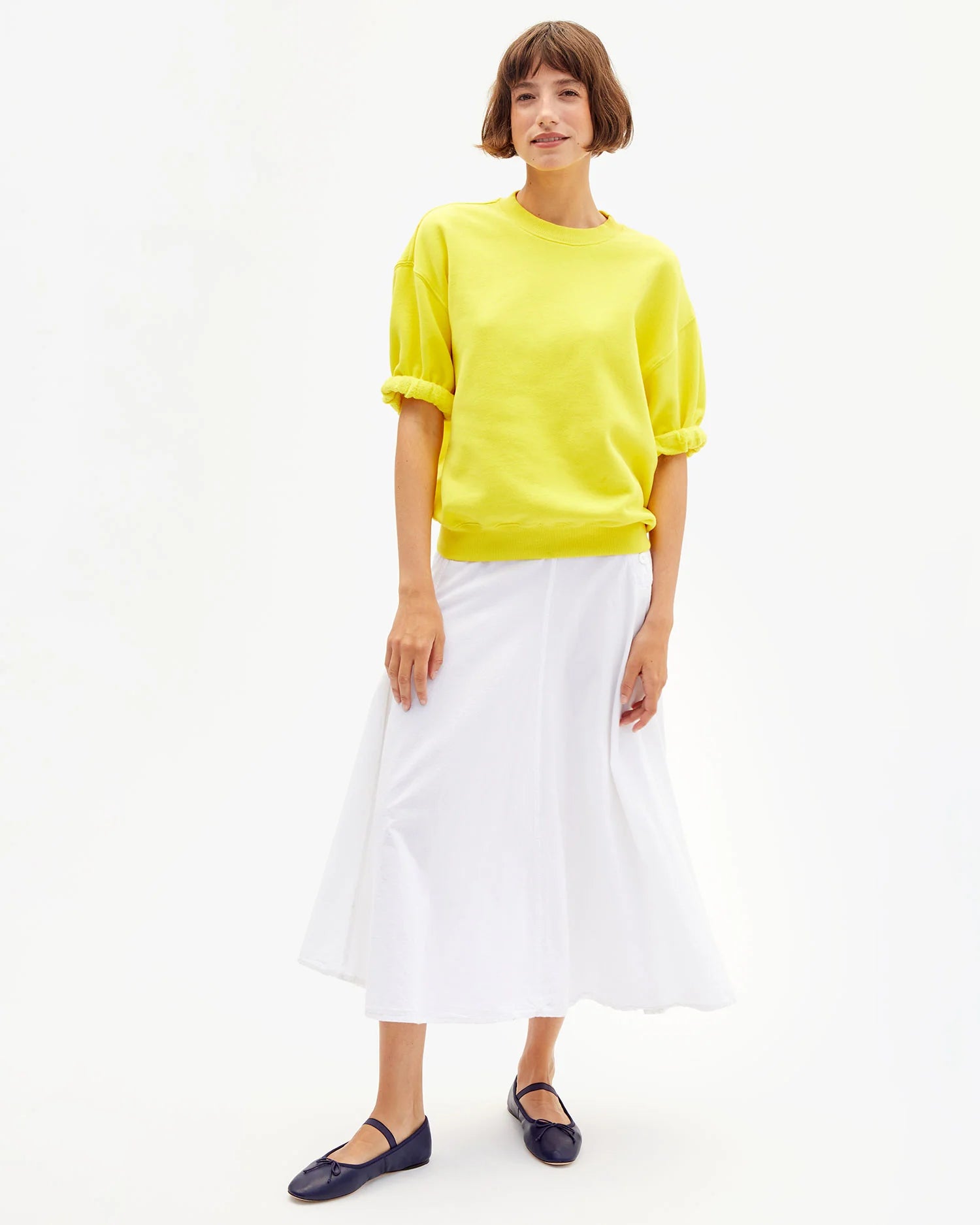 Clare V. Short Sleeve Oversized Sweatshirt CVA1000444-CITRN-L